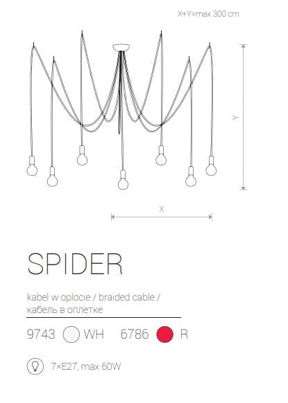 Lampadario sospeso Nowodvorski Spider bianco 7xE27 Ø300cm moderno