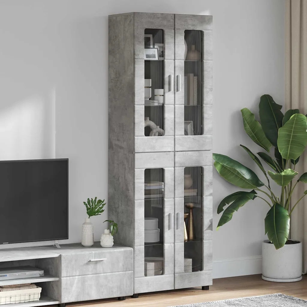 Credenza | Madia | Buffet da pranzo | Armadio da pranzo con lo scaffale FLORIN Grigio cemento 60 x 35 x 182 cm