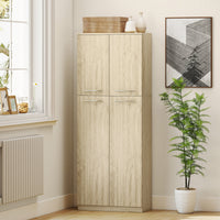 Mobile Contenitore Minimal 59x31x155 cm con 2 Armadietti e Mensole Regolabili in Legno Rovere