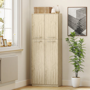 Mobile Contenitore Minimal 59x31x155 cm con 2 Armadietti e Mensole Regolabili in Legno Rovere