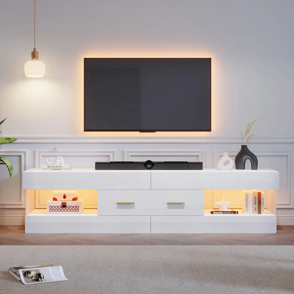 Cassettiera per TV bianca in truciolare lunghezza 152 cm