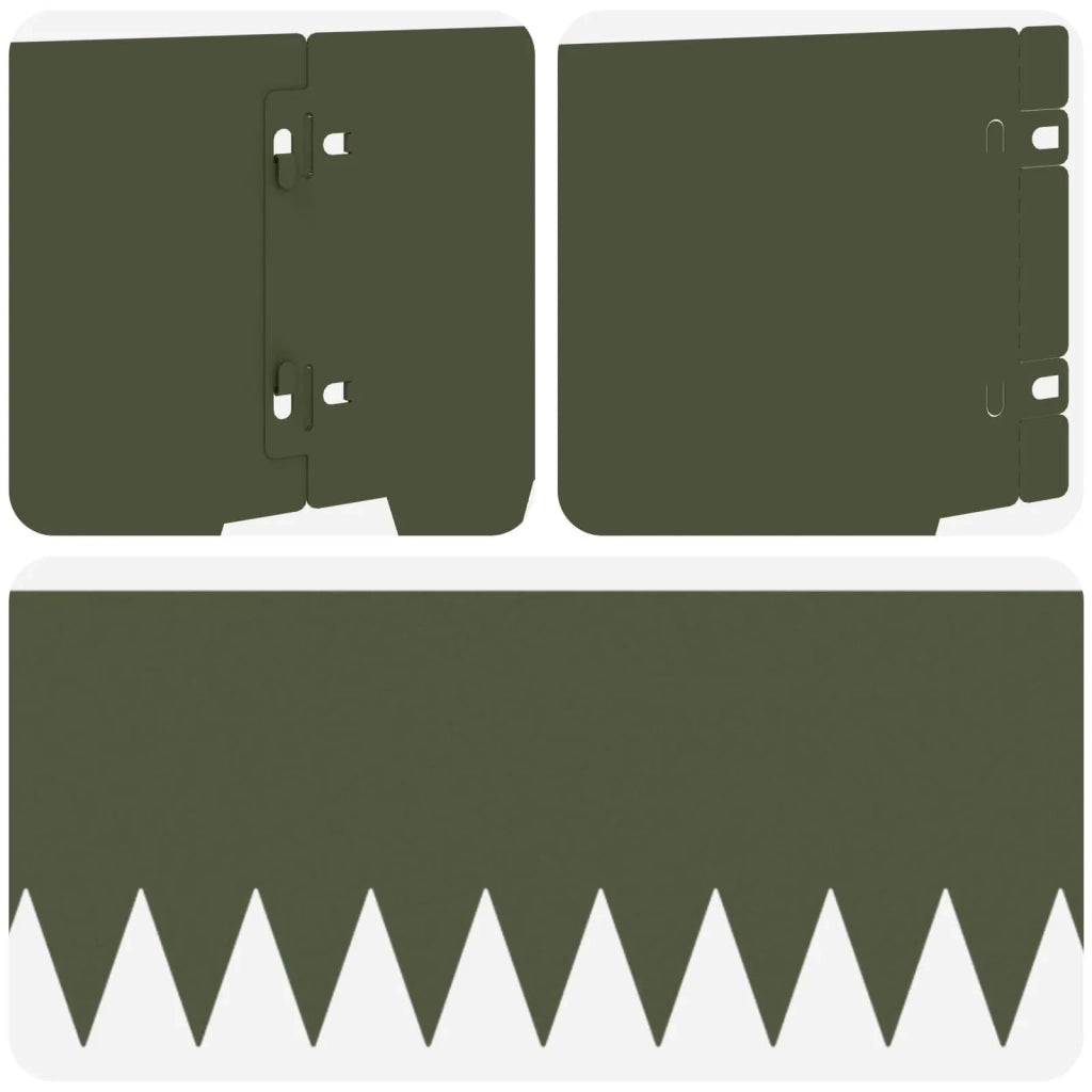 Bordura per Prato 10 pcs 103 x 20 cm metallo Verde Oliva 8008275