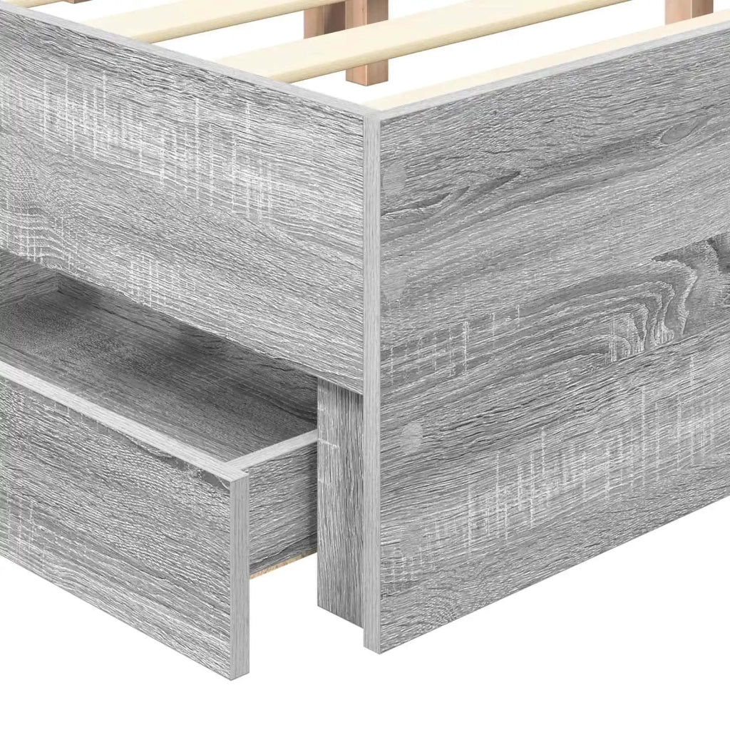 Letto matrimoniale | Letto per adulti | Struttura del letto con cassetto Grigio Sonoma 200 x 200 cm