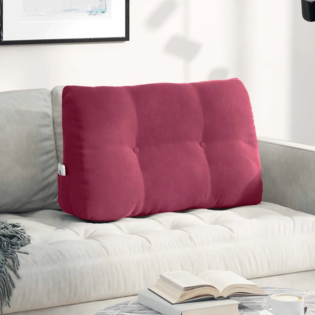 Cuscino per Schiena Rosso Vino 80 x 24 x 50 cm Velluto