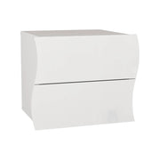 Comodino ondulato moderno a 2 Thanatos, Made in Italy, Tavolino da notte, Mobiletto per camera da letto, cm 50x40h41, colore Bianco lucido