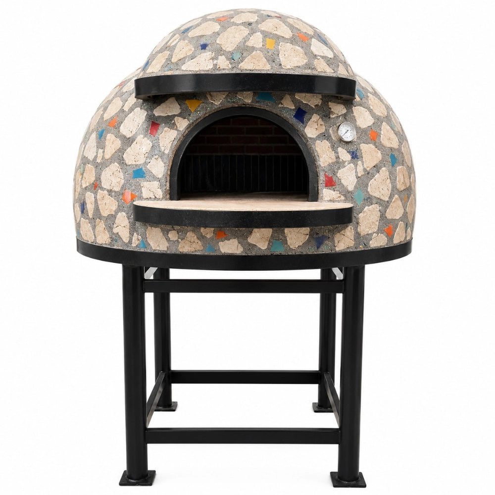 Forno a legna artigianale diametro 100 cm 3/4 pizze palladiana colorata con base