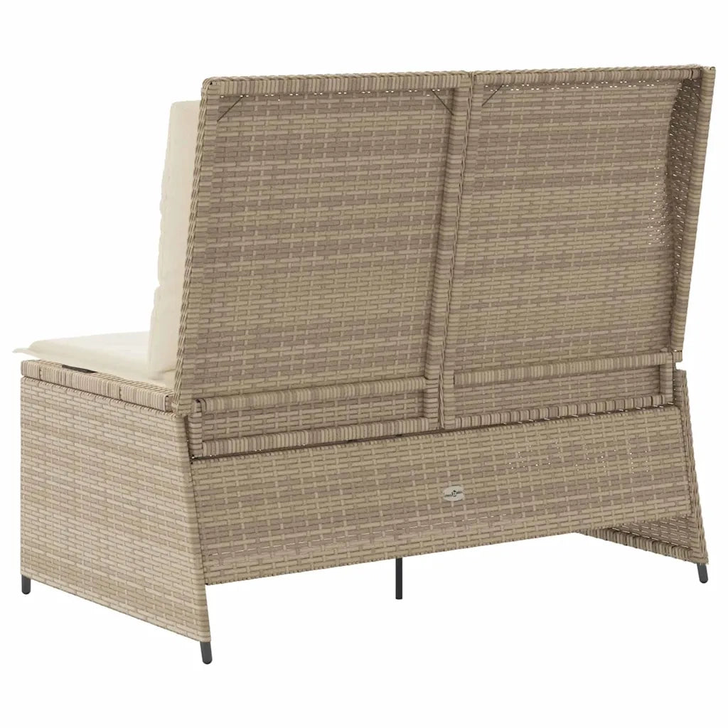 vidaXL Panchina da giardino con cuscino Beige Poly Rattan