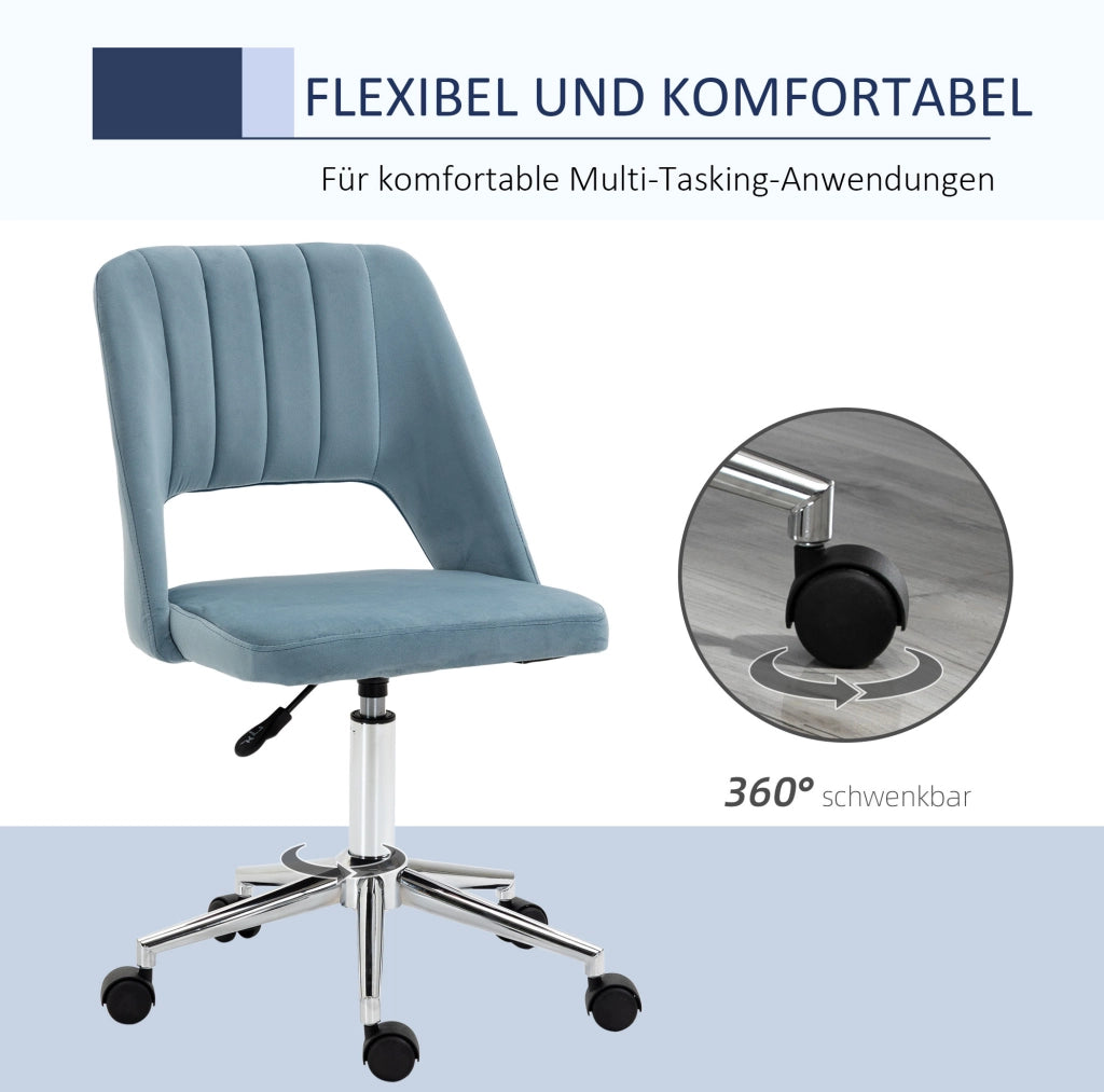 Sedia da ufficio ergonomica blu in poliestere, altezza regolabile