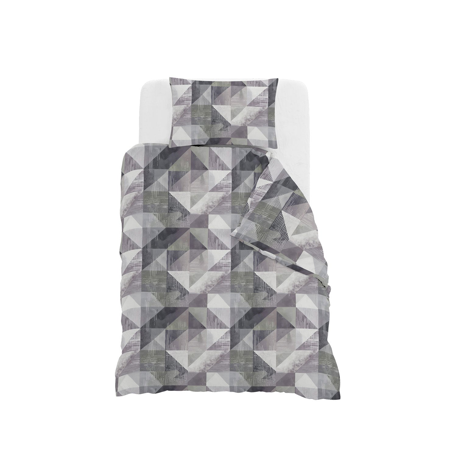 Copripiumino Singolo con Stampa sul Sacco e Federa Linea River Sepik Grey