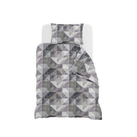 Copripiumino Singolo con Stampa sul Sacco e Federa Linea River Sepik Grey