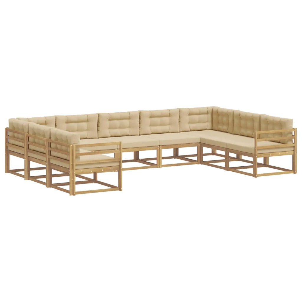 Set di divani da esterno 9 pz Bianco e Beige 3387022