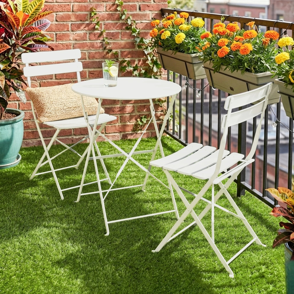 Set Tavolo e Sedie Pieghevoli da Esterno ¨C zephmum ¨C Grigio, Metallo, 80x80x75cm
