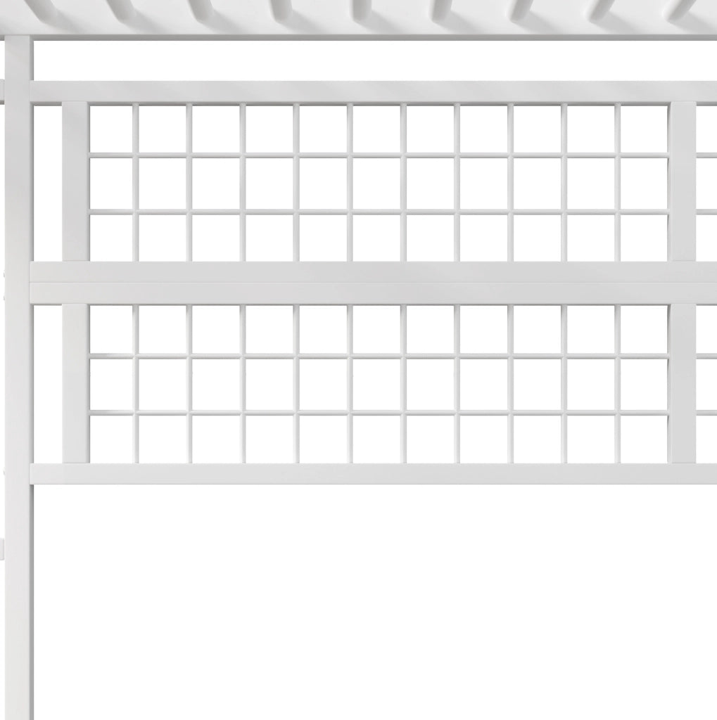 Letto a soppalco 204x145x180 cm con LED regolabile tramite app; metallo e MDF bianco