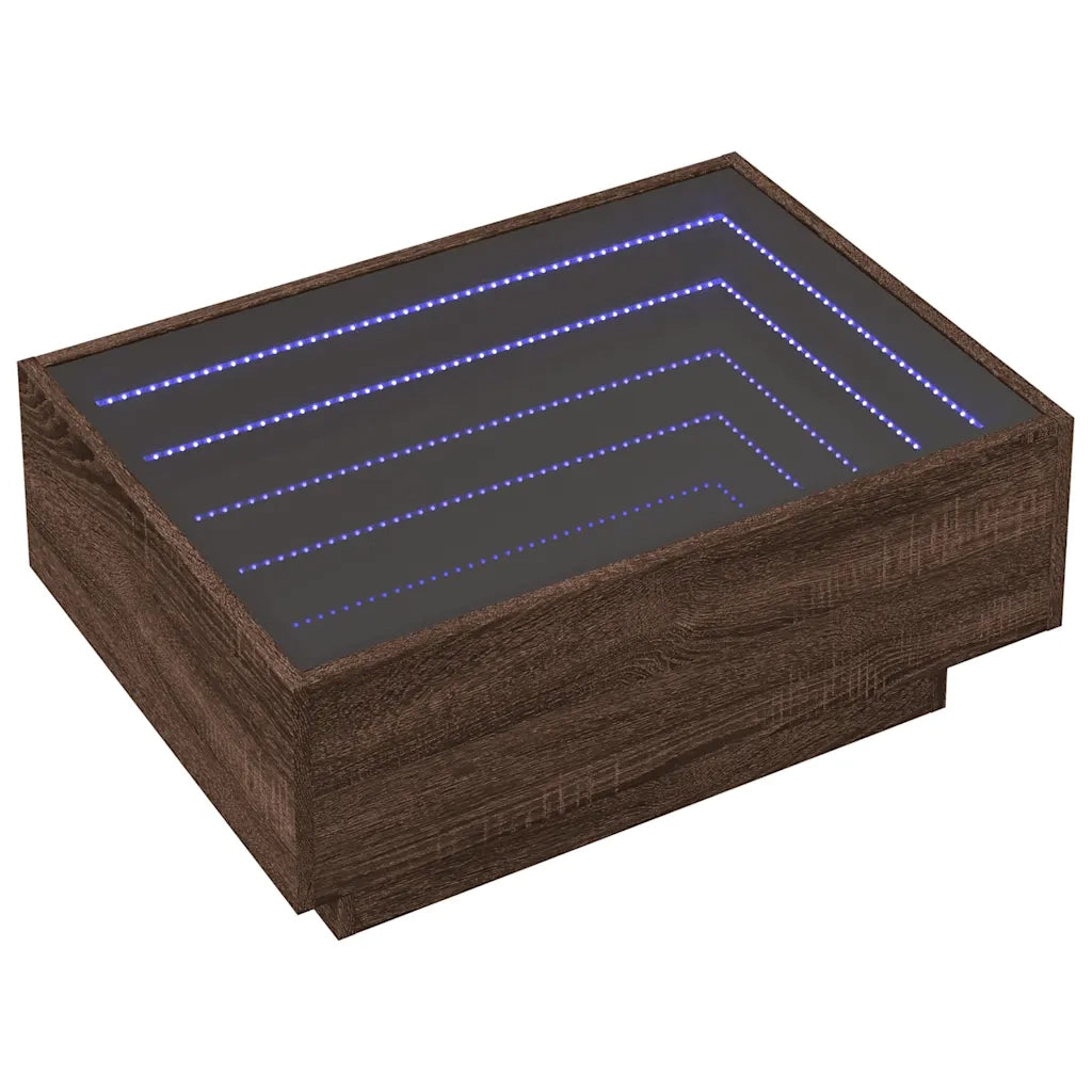 Tavolino salotto | Tavolino da caff¨¨ | Tavolino da Soggiorno con LED Rovere Marrone 70x50x30 cm Multistrato