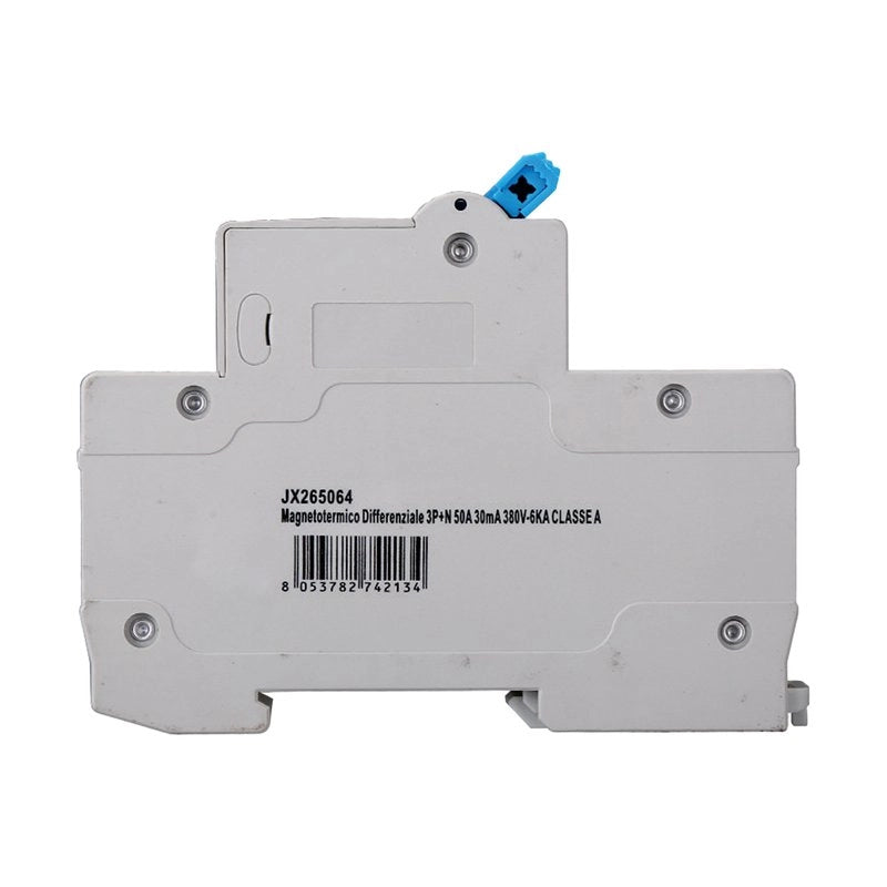RCBO Interruttore Magnetotermico Differenziale Tipo A Curva C 3P+N 4M 6000A 30mA C50A AC 400V IP20 IEC61009-1