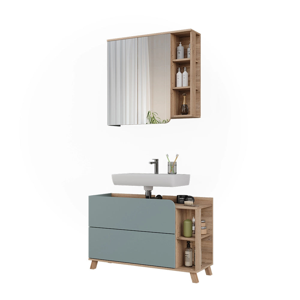 Vicco Set di mobili da bagno Sonoma/blu 2 parti