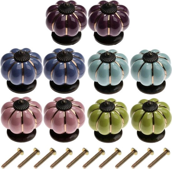 10 pezzi di maniglie da cucina in ceramica a forma di zucca - 5 colori 

Nota: maniglie da cucina, 10 pezzi, ceramica, zucca, 5 colori