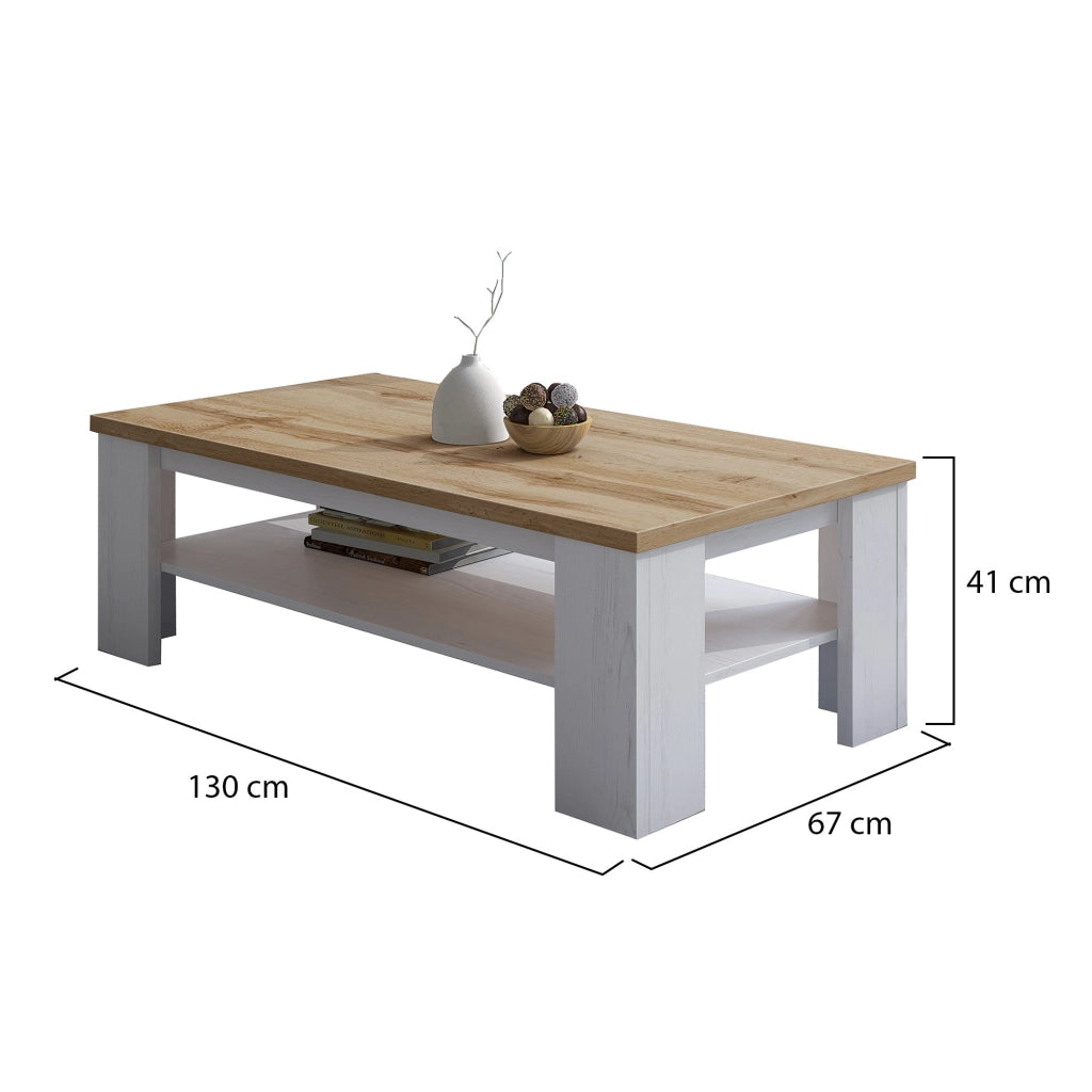 Carlazzo, Tavolino da Salotto un Vano, 130x67x41h cm Bianco