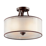 Lampada A Soffitto Contemporanea Lacey Acciaio Bronzo Antico Tessuto 3 Luci E27