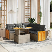 Set Divano da Giardino 6 pz con Cuscini Beige in Polyrattan 3273958