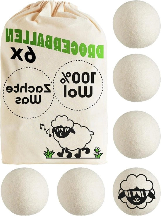Set di 6 palle di lana di pecora 100% biologica per lavaggio delicato e asciugatura rapida - Perfetto per i donuts.