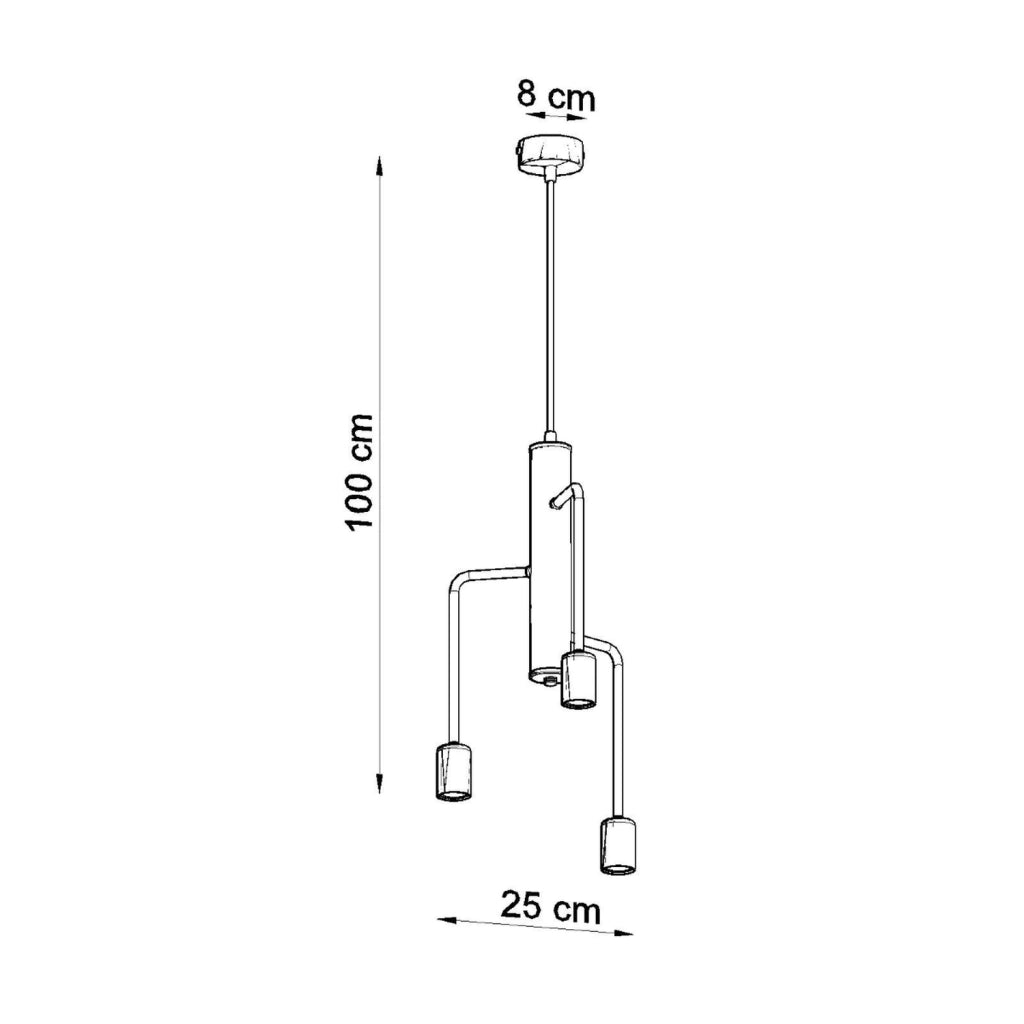 Lampadario Basilik Pure Lume 3 luci E27 nero metallo