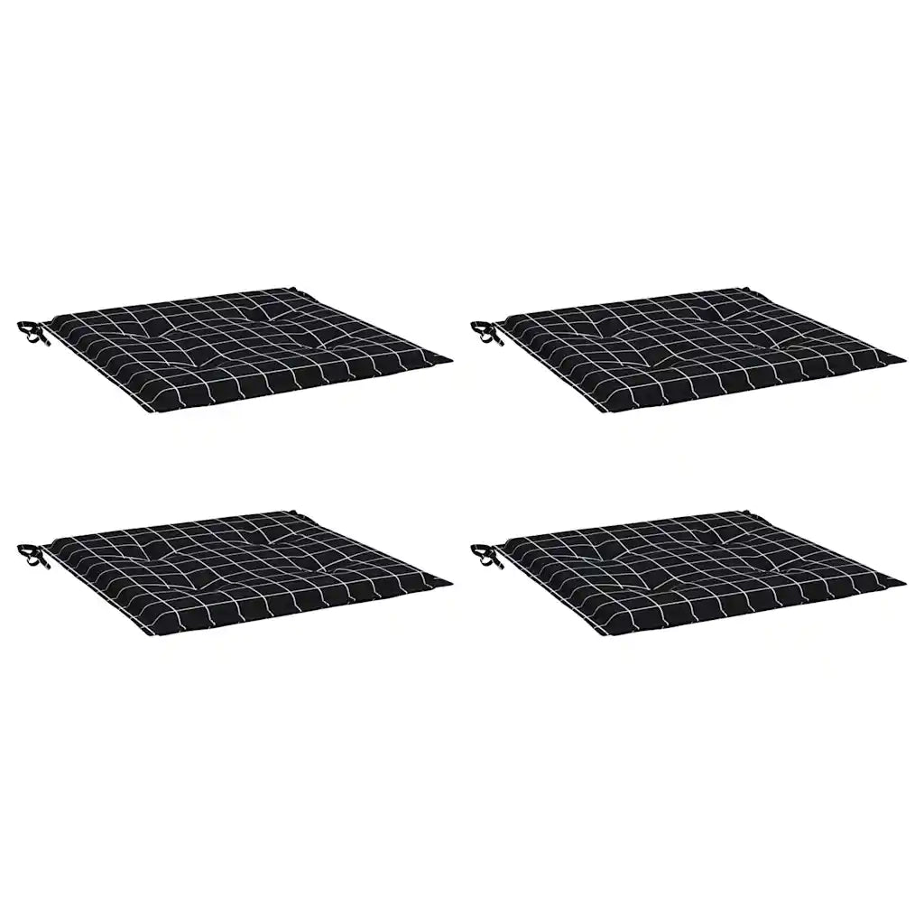 vidaXL Cuscini Sedia 4 pz Motivo a Quadri Nero 40x40x3 cm in Tessuto