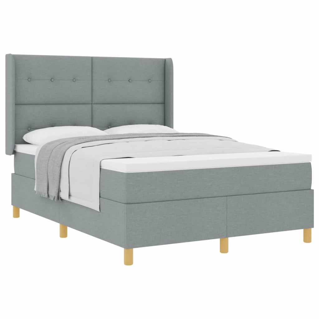 Letto a molle con materasso Grigio chiaro 140 x 190 cm Tessuto
