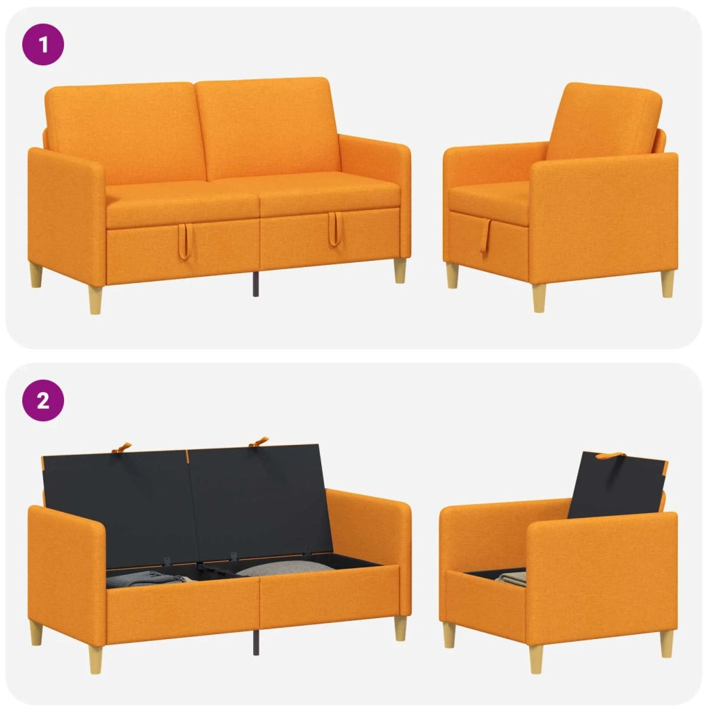 Set di Divani con Storage 2 pz Giallo Scuro Poliestere 3429185