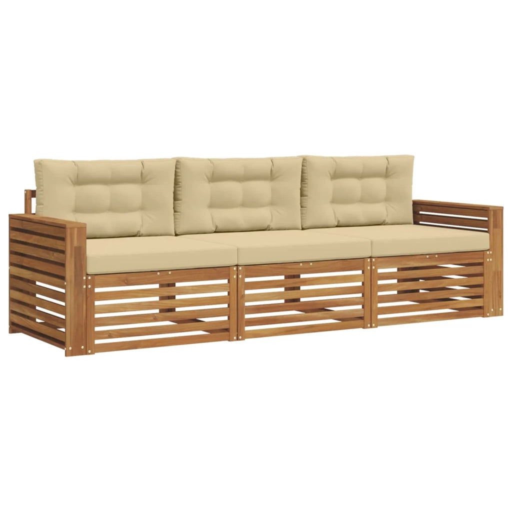 Set di divani da esterno con cuscino 3 pcs Naturale e Beige 3372948