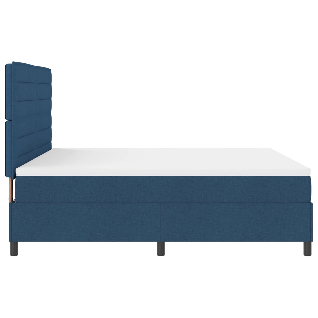 Letto Box Spring con Materasso Blu Super King Tessuto