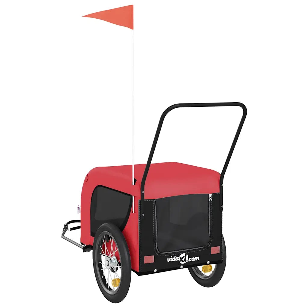 Rimorchio da Bici per Animali Rosso e Nero Oxford e Ferro CFW8759332