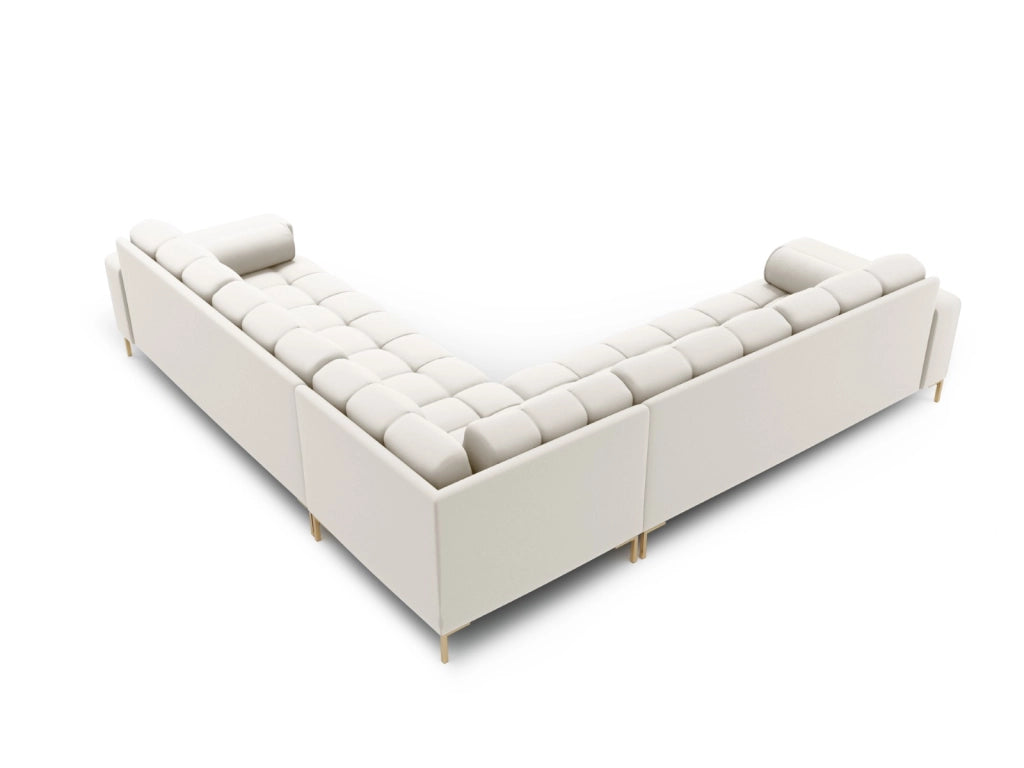 Cosmopolitan Design - Divano angolare reversibile "Bali" 6 posti in tessuto strutturato beige chiaro 