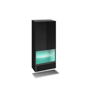 Mobile da salotto nero collezione CEPTO 37x91cm, 1 porta, 2 ripiani, 2 nicchie.