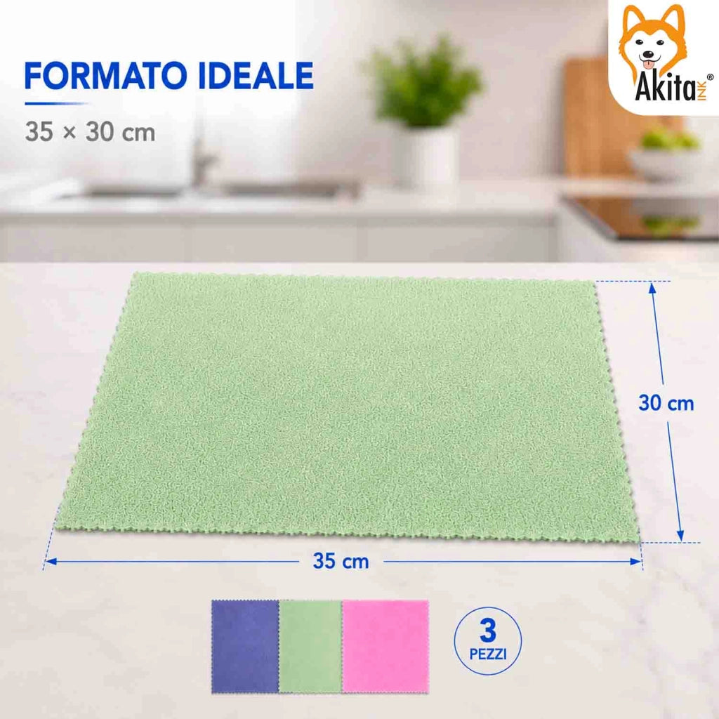 Akitaink 3 Panni in Microfibra Pupa PVA 35x30 cm