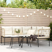 Set Divano da Giardino con Cuscini Nero Acciaio e Textilene