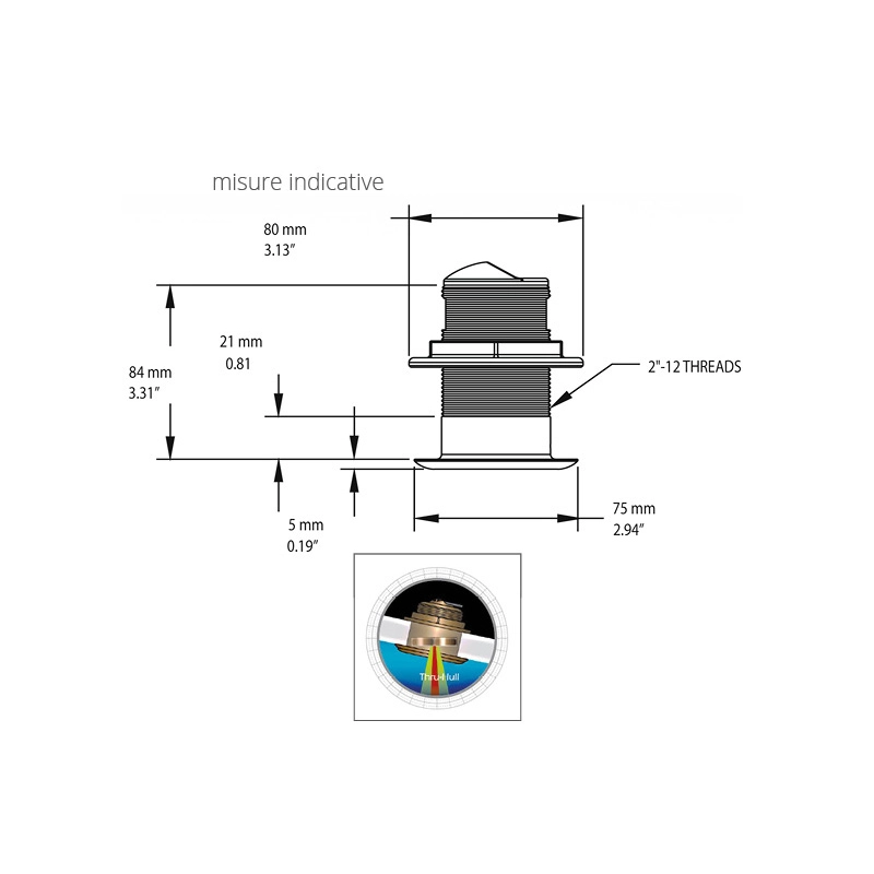 TRASDUTTORE B150M 0° CHIRP FREQ. FROM 95 TO 155 KHZ WITH TILT 12 - XSONIC 9 PIN CONNECTOR