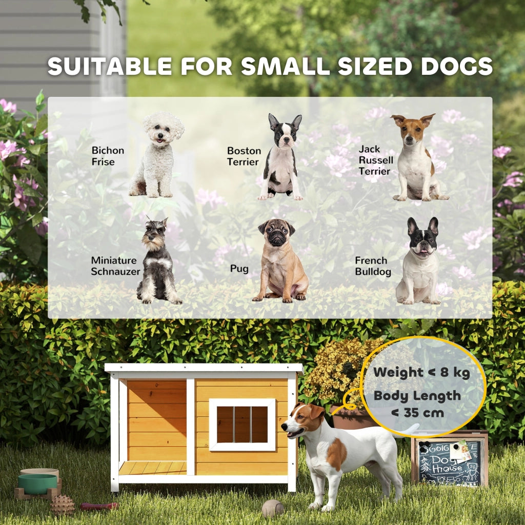 Cuccia per cani con veranda ¨C zephmum ¨C legno naturale, arancione, 85.5x62x60 cm