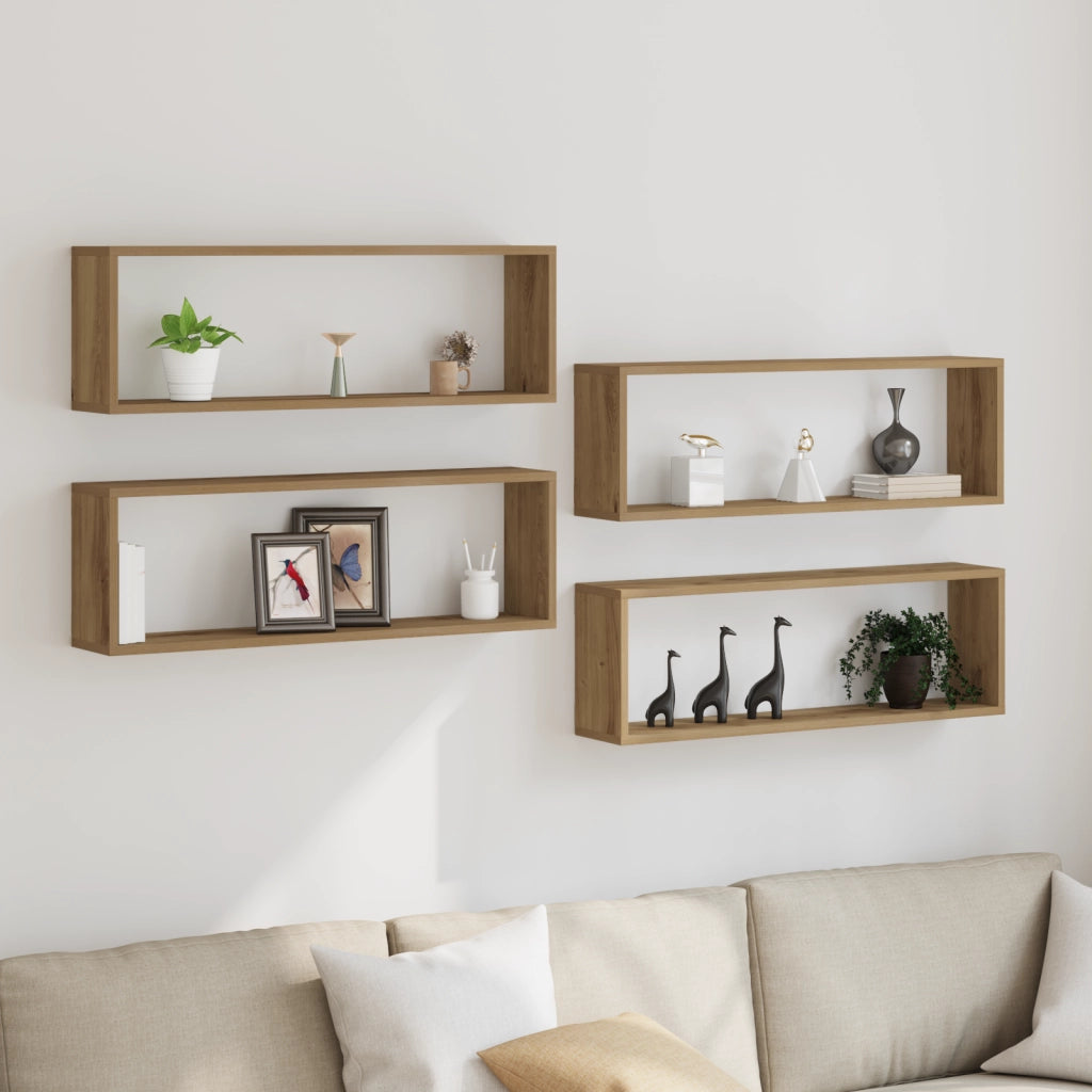 Mensole da parete 4 pezzi Rovere artigianale 80x15x26 cm in legno ingegnerizzato