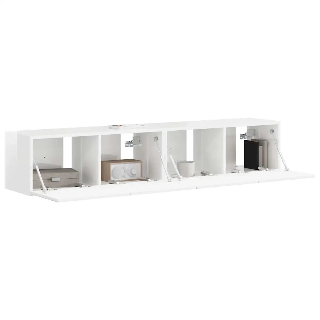 Mobile TV da parete 2 pz-Set di 2 Mobile TV a Muro-Credenza TV Bianco Lucido 60 x 31 x 29.5 cm 287007