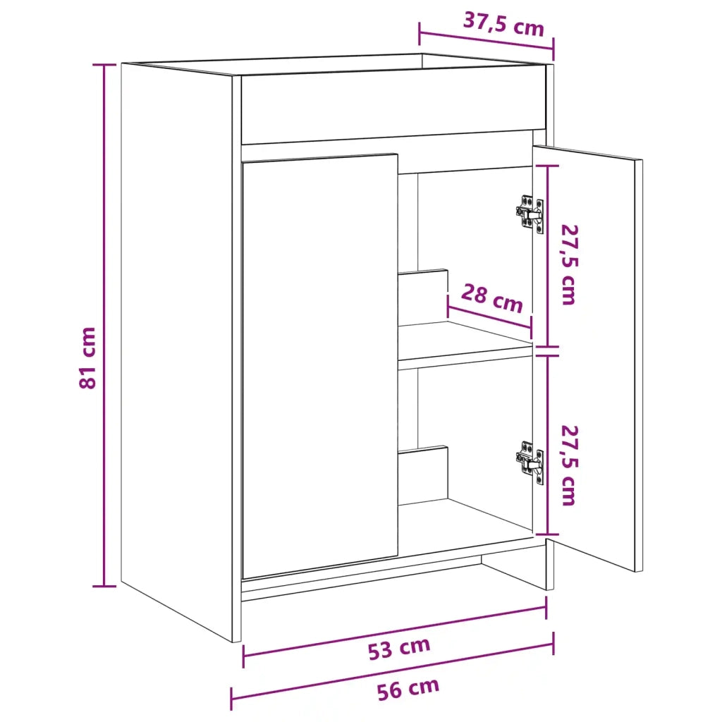 Mobiletto da Bagno Sotto Lavabo Rovere Artigianale 890783