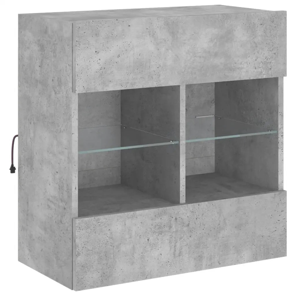 Mobile TV a Parete con Luci LED Grigio Cemento 58,5x30x60,5 cmcod mxl 86139