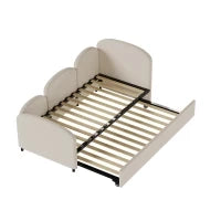 Divano Letto con cassetti, per camera da letto e soggiorno, 90x200 cm,senza materasso, Beige
