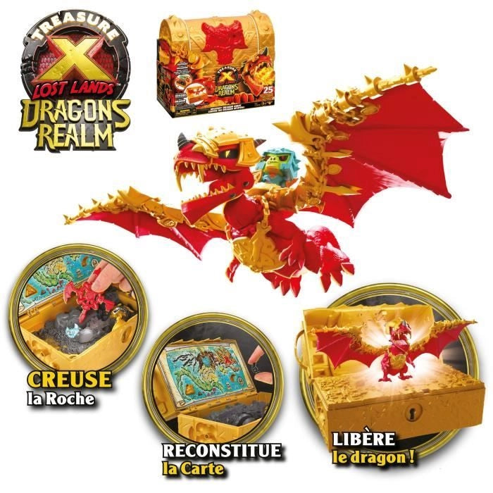 Forziere del tesoro del regno dei draghi - MOOSE TOYS - TREASURE X - Forziere interattivo con figurine e tesori