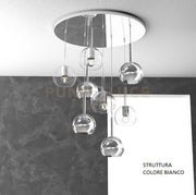 SOSP. BIANCO TONDA 8 LUCI VETRI TUTTI PICCOLO (4X TR+ 4X CR) 1155BI-S8 TP-TC