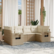 Set Divano da Giardino 6 pz con Cuscini Beige in Polyrattan 3252915