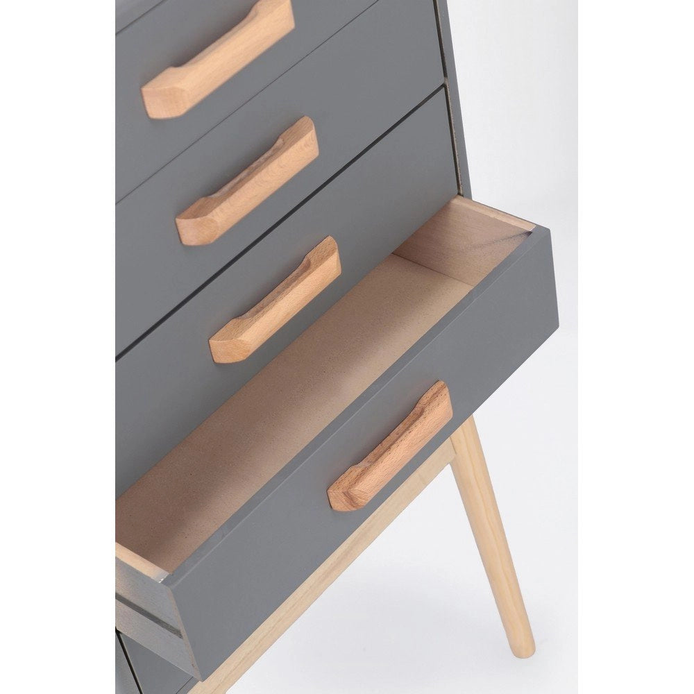 Cassettiera 5 Cassetti Legno Grigio Moderna da Interno - EXCEPTIONAL