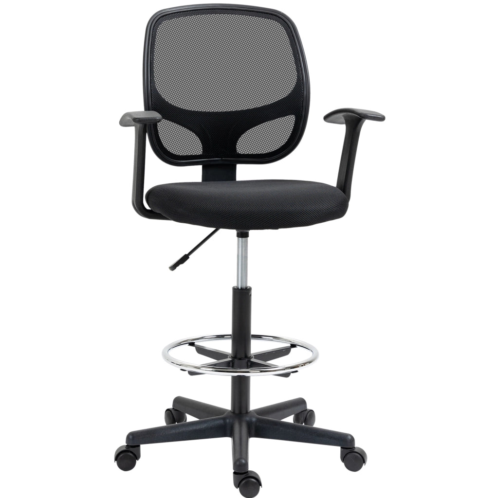 sedia da ufficio ergonomica nera con ruote e poggiapiedi, 120 kg
