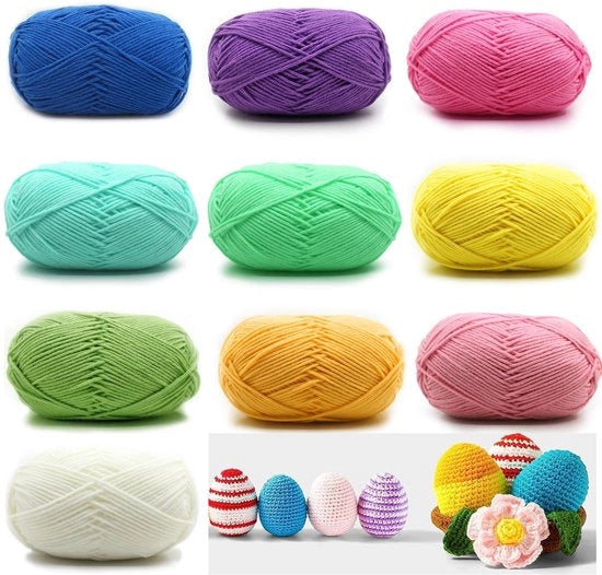 Set di fili di cotone 50 g - 10 pezzi - Fili di cotone per maglia - Fili di cotone per tessuti - Fili di cotone per vesti e scialli - Fili di cotone per lana per artigianato