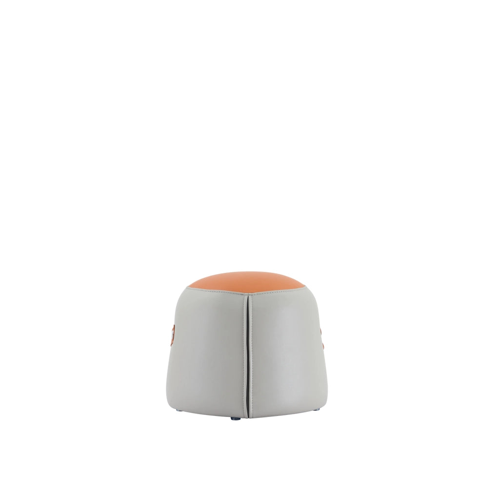 Pouf imbottito con maniglia in pelle PU grigio